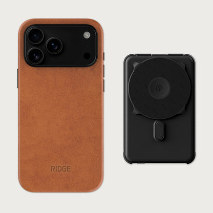 Ridge Everyday Charging Kit - iPhone 18 Pro Max - Tobacco Brown Leather
